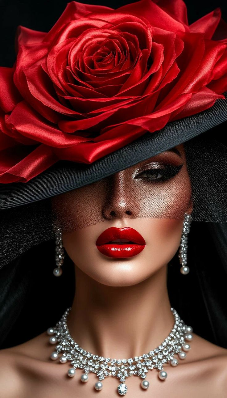 تابلو پرتره کلاه گل قرمزی رنگ و هنر